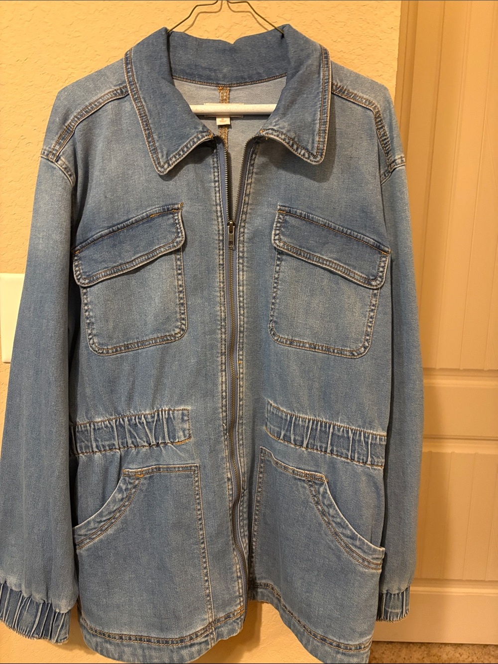 Knox Rose Light Blue Denim Zip-Front Jacket